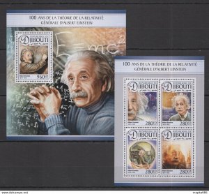 2016 Djibouti Science & Technology 100Th Anniversary Einstein Kb+Bl ** Dj100