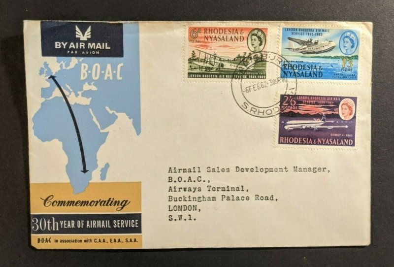 1962 Salisbury South Rhodesia First Flight Commemorative Cover to London England
