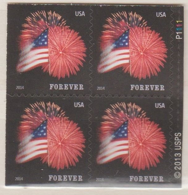 4855, Blk of 4 W/PL# P1111, Star Spangled Banner, MNH. Forever