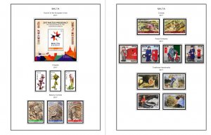 COLOR PRINTED MALTA 2011-2020 STAMP ALBUM PAGES (87 illustrated pages)