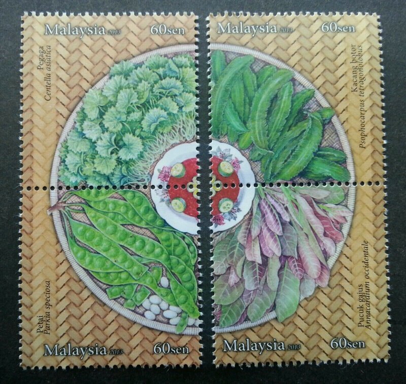 *FREE SHIP Salad Malaysia 2013 Cuisine Vegetable Flora Healthy Food (stamp) MNH