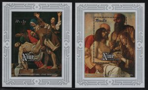 Niue 1978 MNH Sc B1-B2 70c + 5c Easter Paintings Set of 2 Souvenir sheets