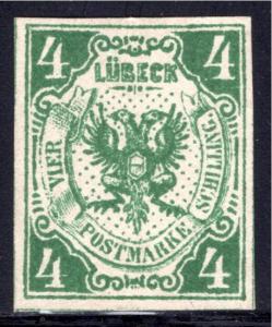 Scott #5, 4 schilling, Lubeck, German State, Forgery, MNG