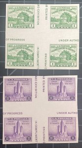 US Stamps-SC# 766 & 767 - Crossed Gutter Blocks - NGAI -  CV $32.50