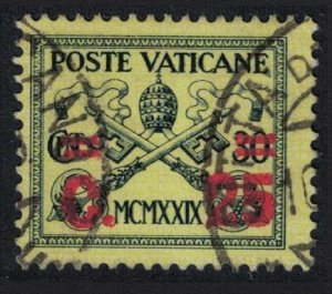 Vatican Papal Tiara and St Peter's Keys Ovpt 25c T2 1931 Canc SC#2 SG#14 MI#16