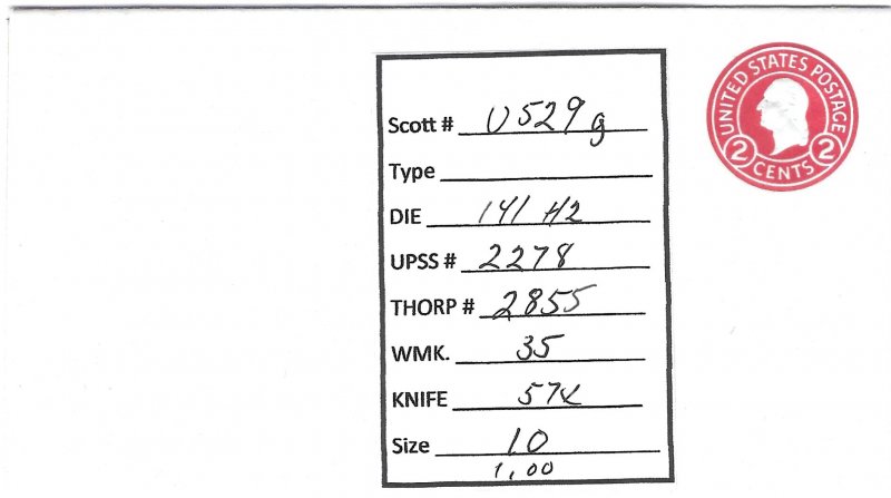 Scott# U429g  Die 141 UPSS#2278 US envelope.