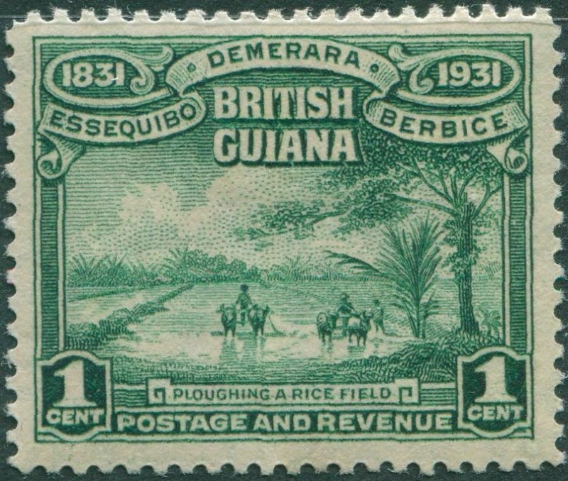 British Guiana 1931 SG283 1c green Ploughing Rice Field MLH