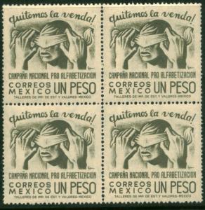 MEXICO 809, 1Peso Blindfold, Literacy Camp Block 4 MNH (153)