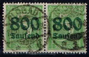Germany 1923,Sc.#261 used pair, Surcharge - 800T on 5pf (numerals)