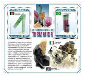 Mozambique 2021 MNH Minerals Stamps Tourmaline Elbaite 2v S/S