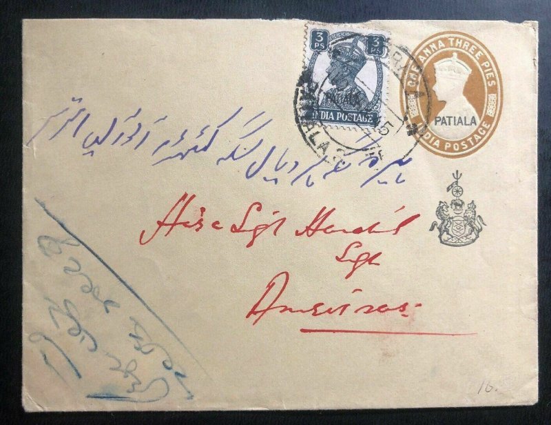 1945 Patiala India Postal Stationary Cover To Amritsar