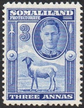 Somaliland Protectorate 1942 3a bright blue MH