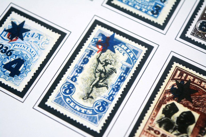 COLOR PRINTED LIBERIA [CLASS.] 1860-1940 STAMP ALBUM PAGES (59 illust. pages)