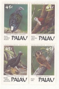 Palau, Scott # 207a, Se-Tennant Block of 4, MNH, Birds