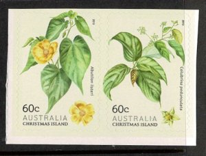 Christmas Island 2013 Flowering Shrubs  Self-adhesives MNH