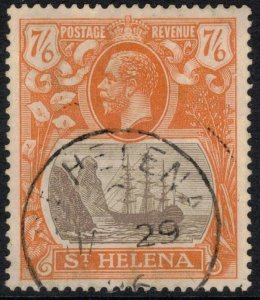 ST HELENA 1922 7/6 Colony Badge; Scott 92, SG 111; Used