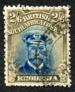 Rhodesia SG274a 2/6 deep blue and bistre-brown Cat 80 pounds