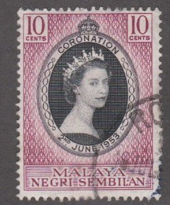 Malaya - Negri Sembilan # 63, Queen Elizabeth II Coronation, Used