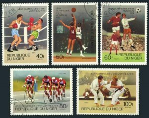 Niger 363-367,CTO.Mi 531-535. Olympics Montreal-1976.Boxing,Basketball,Soccer,