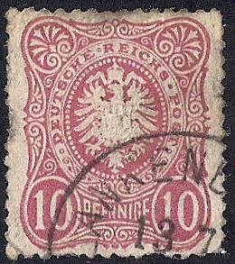 Germany #31 10 PF Imperial Eagle,Rose, Stamp used VF