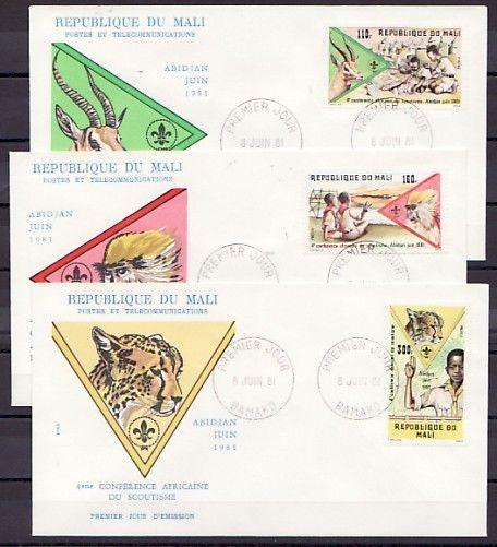 Mali, Scott cat. 425-427. 4th Scout Conference issue. 3 First day covers. ^