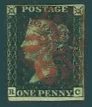 Great Britain Penny Black “RC” Maltese Cross Cancel