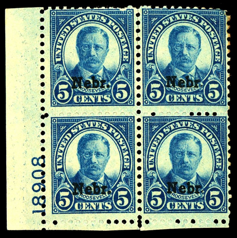 U.S. #674 MINT PL# BLOCK OF 4 OG HR