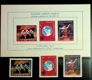 LAOS Sc 310-6+2S/S NH ISSUE OF 1979 - YEAR OF THE CHILD - (JS23)