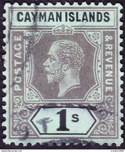 CAYMAN ISLANDS 1916 KGV 1/- Black/Green SG48 FU