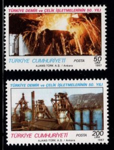 TURKEY Scott 2376-2377 MNH**  1987  Steel Mill stamp set