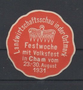 Switzerland- 1931 Cham Agricultural Exposition Advertising Stamp/Seal - MNH OG