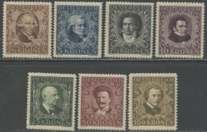 AUSTRIA Sc#B50-B56 1922 Composers Musicians Complete Set OG Mint Hinged (ab)