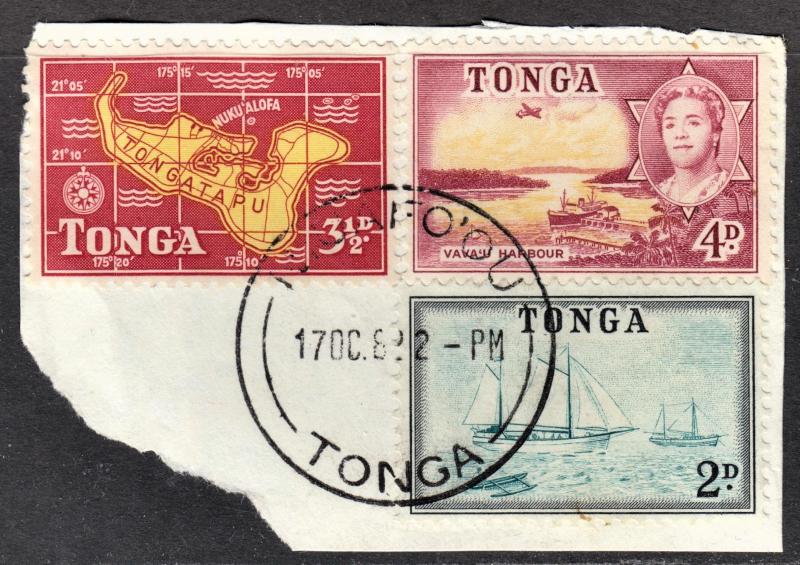 Tonga Scott 102, 104, 105  F to VF postally used with a splendid SON cds.