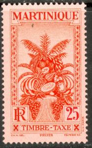 MARTINIQUE 1933 25c TROPICAL FRUIT Postage Due Sc J29 MH