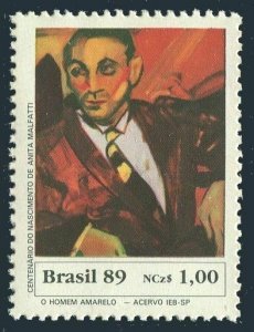 Brazil 2227 two stamps, MNH. Michel 2336. Yellow Man, by Anita Malfatti, 1989.