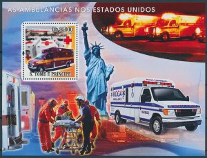 Sao Tome & Principe 2008 MNH Medical Stamps USA US Ambulances 1v S/S II