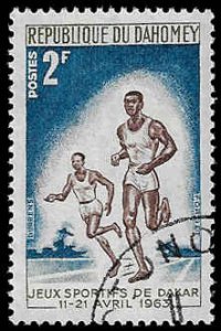 Dahomey #174 Used OG (CTO) LH; 2fr Runner - Friendship Games (1963)