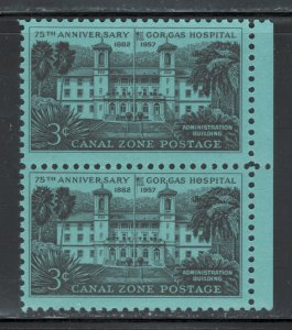 Canal Zone 1957 75th Anniversary of Gorgas Hospital Scott # 148 MNH Pair