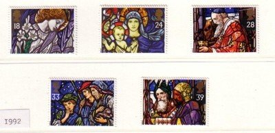 Great Britain Sc 1468-72 1992 Christmas stamp set mint NH