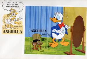 Anguilla 1981 Disney Easter '81 S/S Donald Duck SG MS463 OFFICIAL FDC