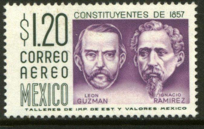 MEXICO C237 $1.20 1950 Def 8th Issue Fosforescent coated MNH