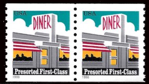 Sc 3208   25¢ Diner Coil Pair, MNH