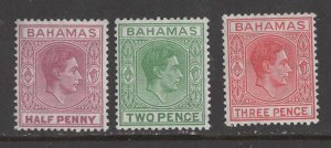 Bahamas # 154-56   King George VI - 1951-52     (3)   VLH Unused