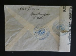 1941 Montenagro Italy To New York NY Multi Franking Censorship Cover