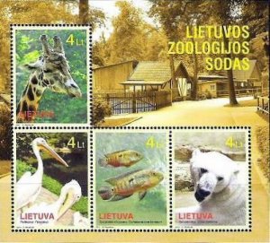 Lithuania Litauen 2011 Lithuanian zoo set of 4 stamps in block MNH