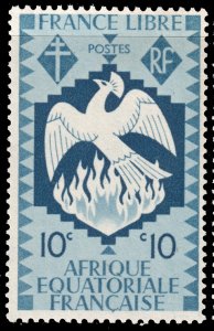 French Equatorial Africa #143  MNH - 10c dk blu bro Phoenix (1941)