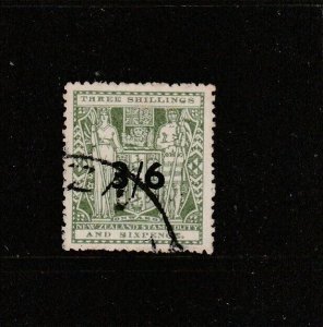 New Zealand 1940 Opts 3/6 on 3/6 Green, Used SG F187 