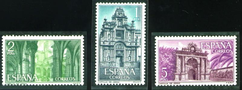 SPAIN Scott 1388-1390 MNH** 1966 Carthusian Monastery Jerez