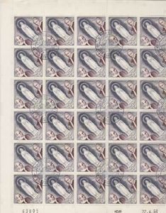 Apparition  of virgin mary 1958 first day  cancelled stamp sheet R19878