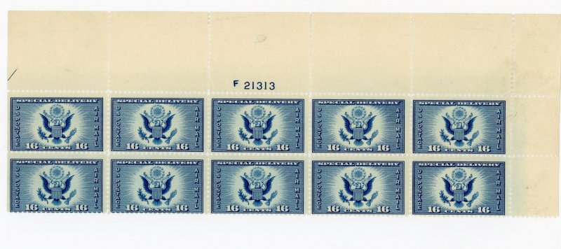 #CE1 – 1934 16c Airmail Spec Delivery.  Plate block of 10.  MNH OG.